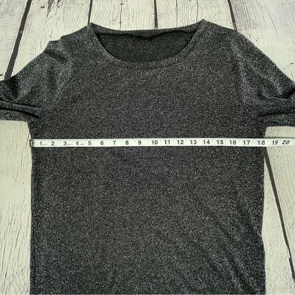 J.CREW grey silver metallic sparkle bell sleeve top, size M - Picture 11 of 14